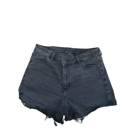 American Eagle Outfitters Pants - American Eagle Womens Black High Waisted Distressed Denim Shorts Size 10 Stretch